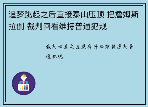 追梦跳起之后直接泰山压顶 把詹姆斯拉倒 裁判回看维持普通犯规